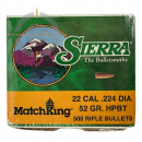 SIERRA 1410C MATCHKING® GESCHOSSE .22 / .224 52GR HPBT 500 STÜCK